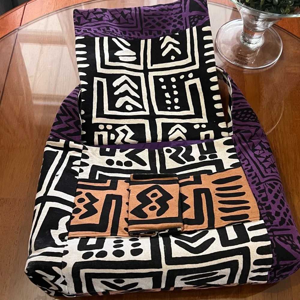 African Multi Print Cloth Shoulder Bag Good Condition - Picture 5 of 15